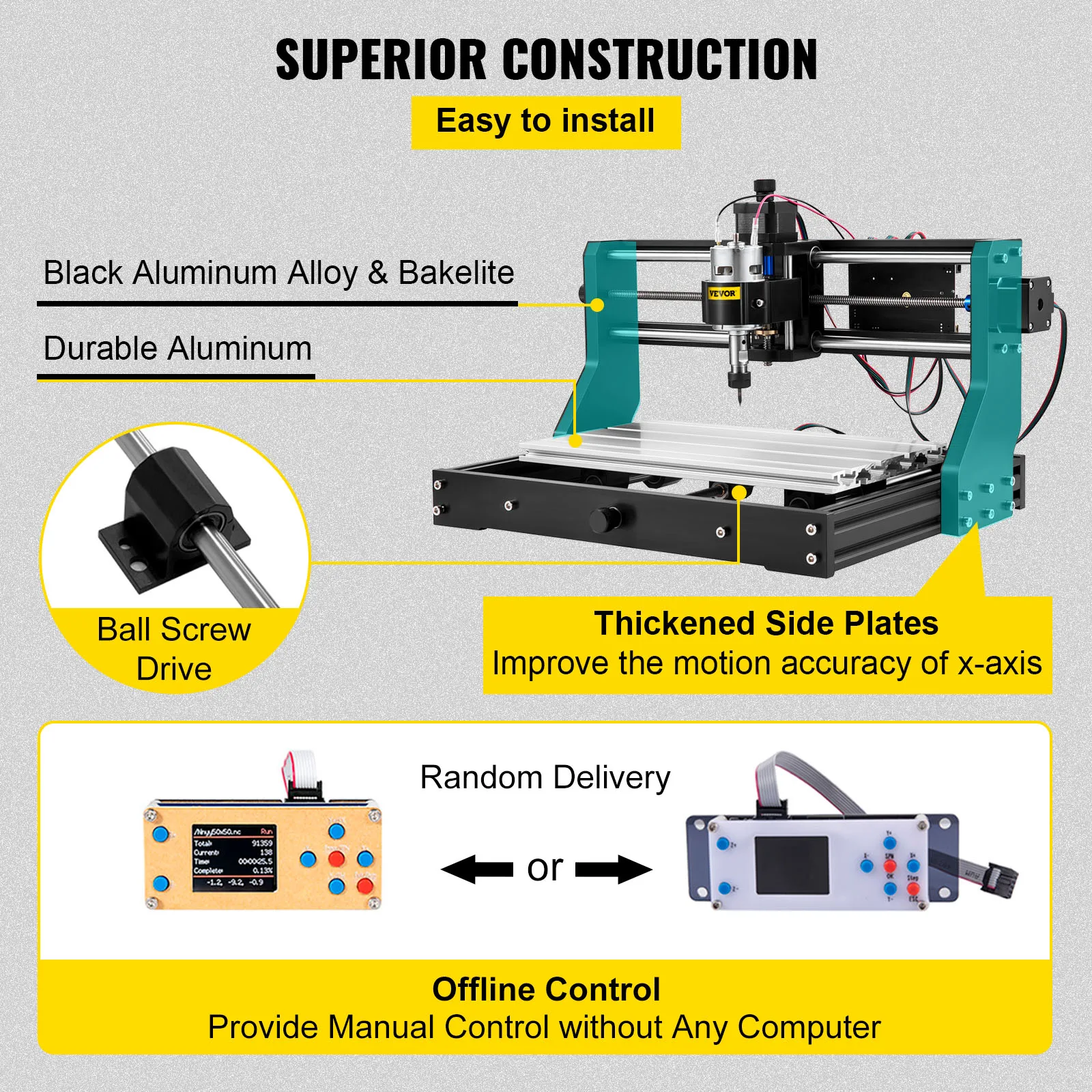 VEVOR-Graveur CNC 3018 PRO avec technologie laser, machine de gravure à 3 axes GRBL, fraisage du bois, routeur à bois pour bricolage, travail de calcul