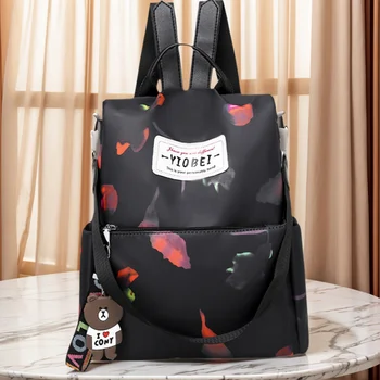 Zaini da donna di grande capacità Borse da viaggio in nylon alla moda Zaino con tasche multiple per le donne Pendolarismo quotidiano