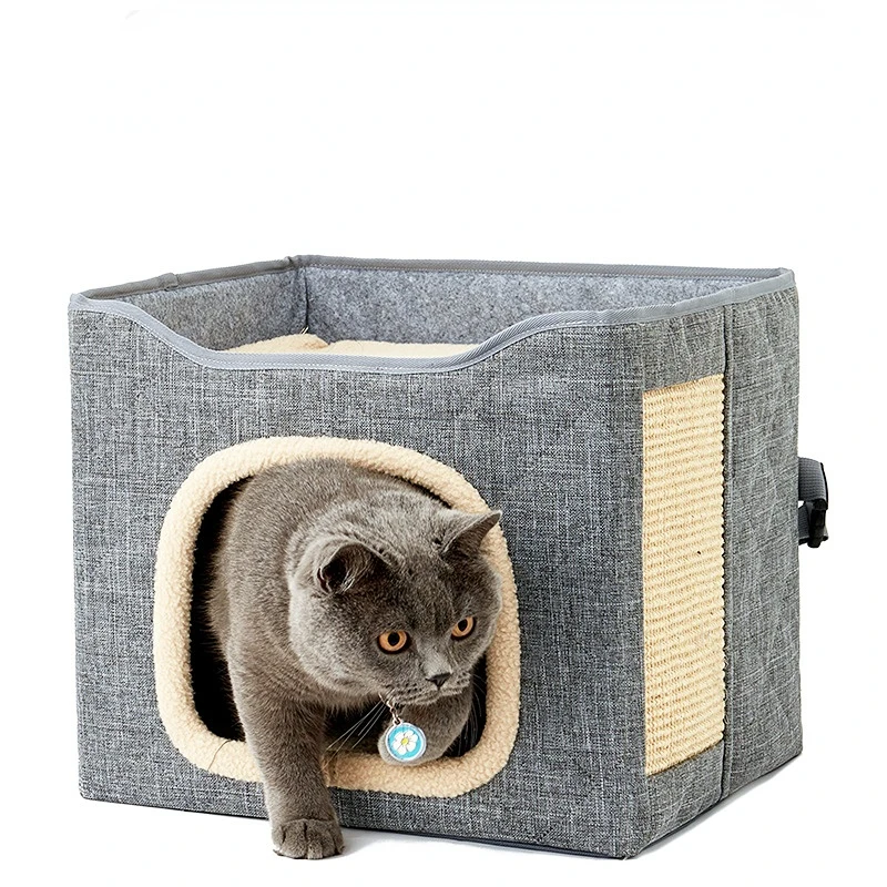 

Cat Bed for Indoor Cats Small Medium Large Cat Cave for Puppy House with Scratch Pad Fordable Cat Hideaway for Small Pet