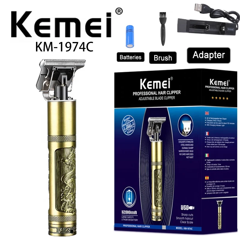 

Cordless Hair Clipper Electric Razor Kemei KM-1974C Edge Lining Haircut Machine Heavy Hair Trimmer For Men