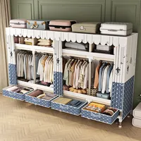 Armoire en tissu pliable Portable surdimensionnée pour chambre à coucher, organisateur de vêtements en toile pliante, support de placard pour vêtements 5
