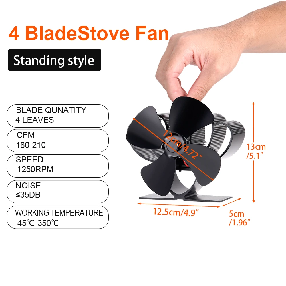 4 Blades Mini Stove Fan Heat Powered Fireplace Fan Log Wood Burner Quiet Eco  Home Warmer Chimney Fan Efficient Heat Distribution - AliExpress