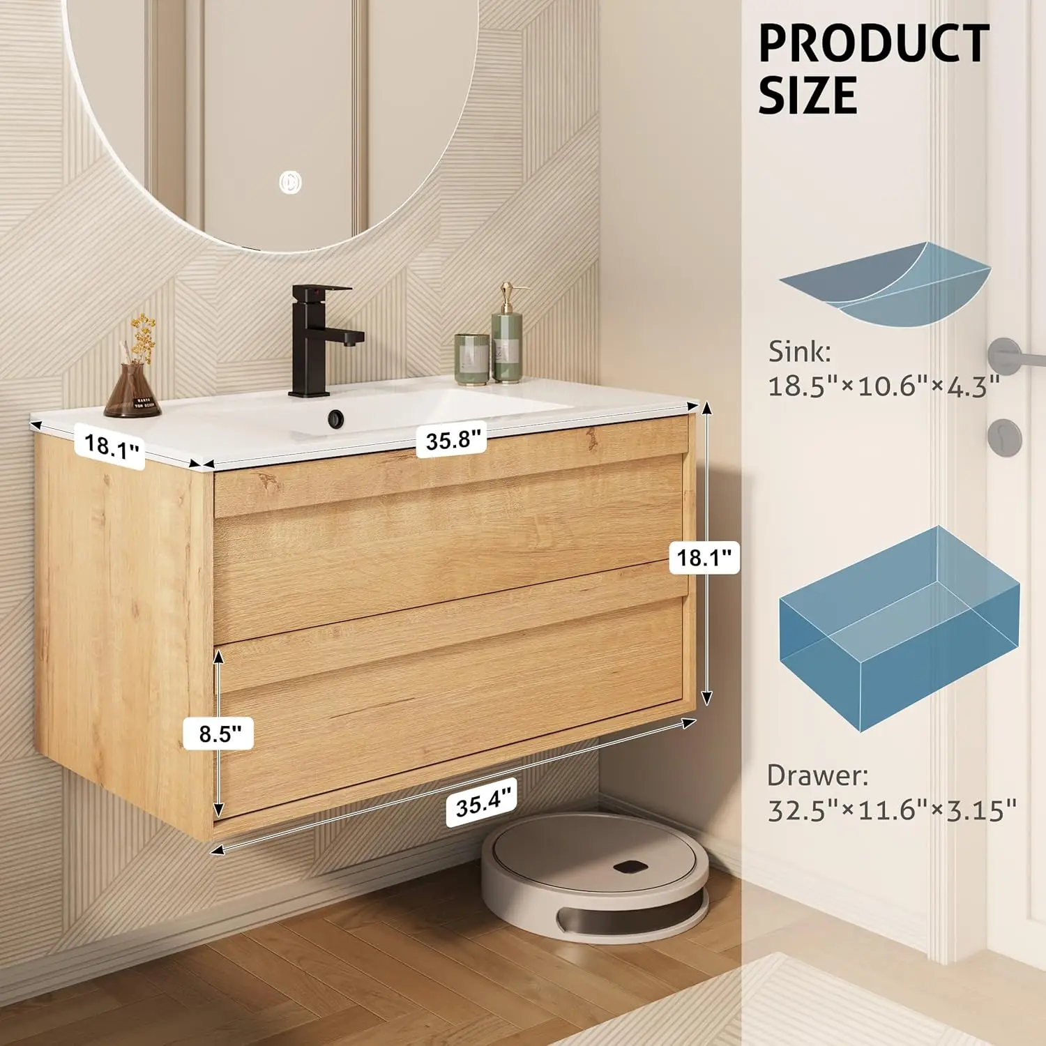 36" Floating Vanity Cabinet 2