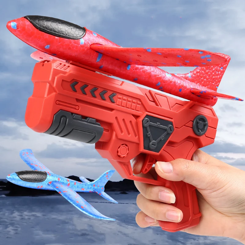 Avion Catapulte en Mousse,Jouet d'avion avec Lanceur,Avion Polystyrene