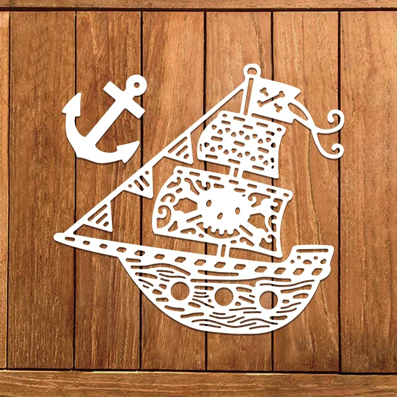 GG0962 Nave pirata Fustelle Stencil per barche in metallo per fai da te Scrapbooking Album fotografico Goffratura decorativa Carte di carta fai da te Muore