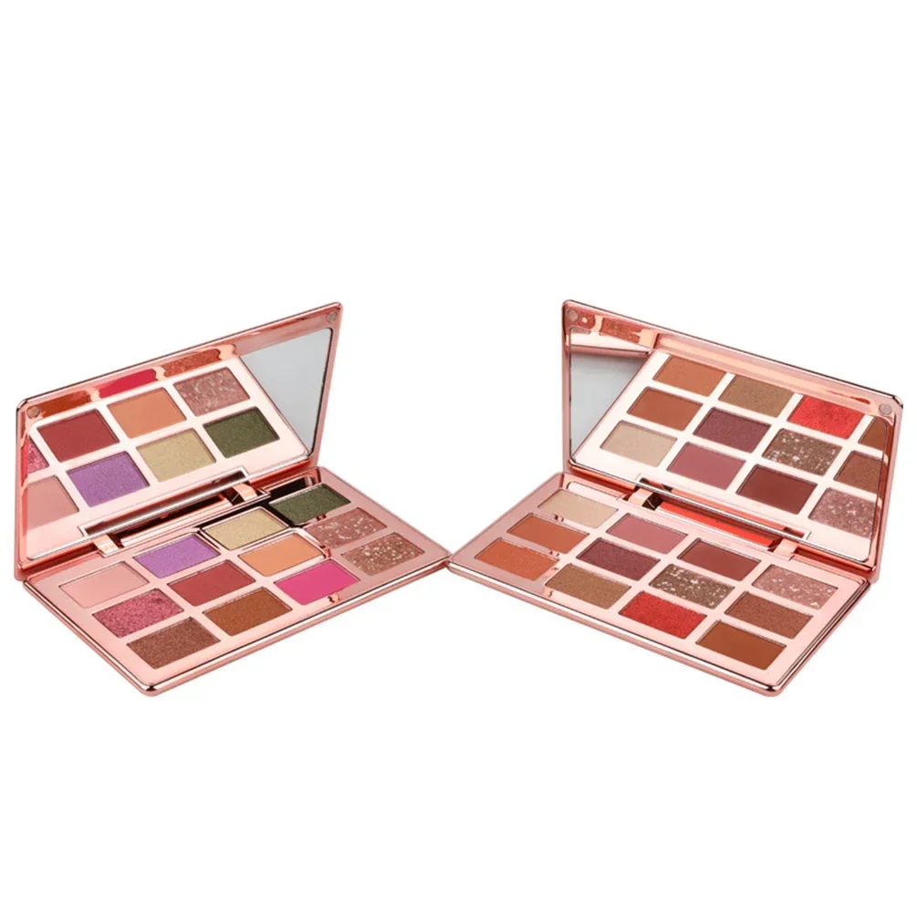 12color Private Label Eyeshadow Palette Custom Bulk with Band Mirror Shimmering Matte Fully Electroplated Gold Makeup Pigment 3