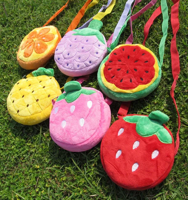 Girl Simulation Fruit Bag children Watermelon Strawberry Shoulder Bag Plush Messenger Bag coin purse