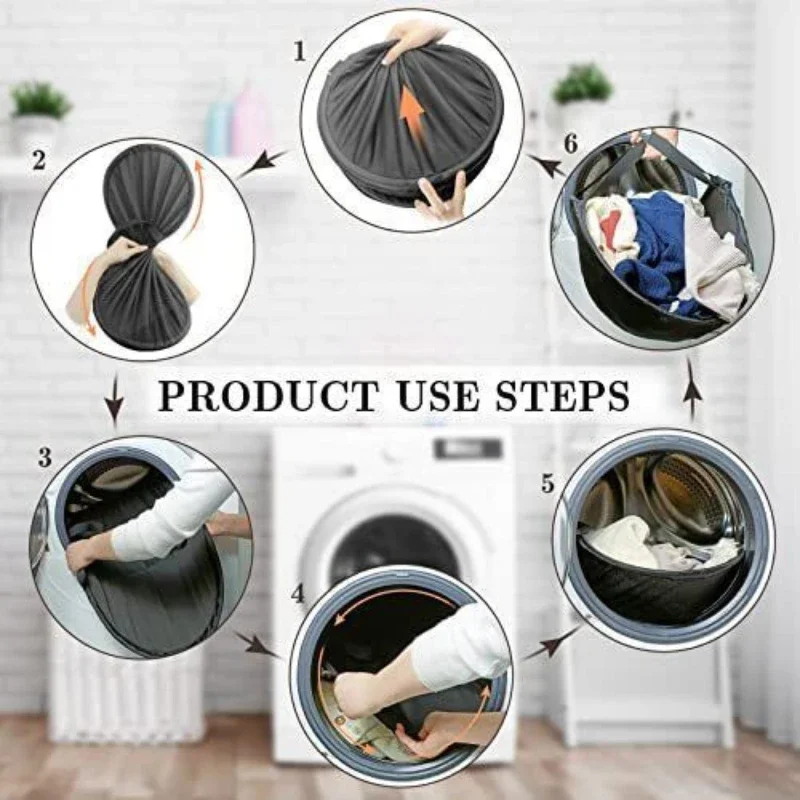New Fine Nylon Cloth Washing Machine Foldable Pop up Storage Dirty Cloth Basket Drying Machine Laundry Basket