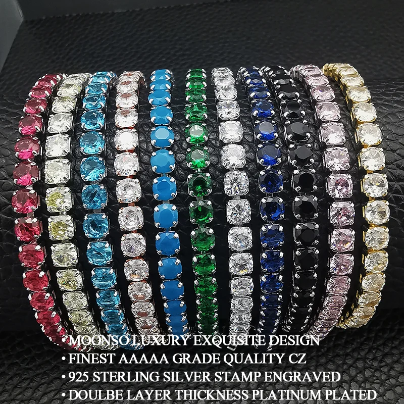 Elegant Multi-Color Rose Gold Tennis Bracelet Bangle for Women - Wedding Fashion Jewelry Party Gift