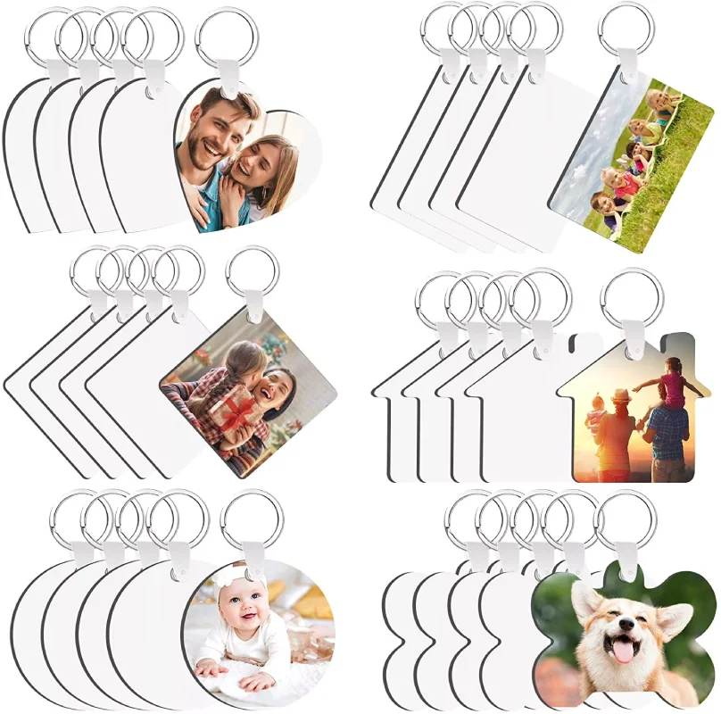 SAUVOO 5pcs/lot Acrylic Transparent Photo Keychain Custom Frames Insert  Clear Blank Acrylic Discs Round Keychain For DIY Project