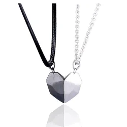 Korean Fashion Magnetic Couple Necklace For Lovers Gothic Punk Heart Pendant Necklace For Men Women Necklaces Party Gift Jewelry