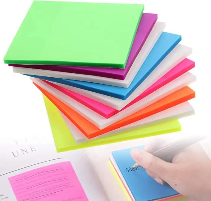 10 Pieces PET Sticker Note Self-adhesive Reusable Rectangular Household Office Working Notepad Memo Message Reminder