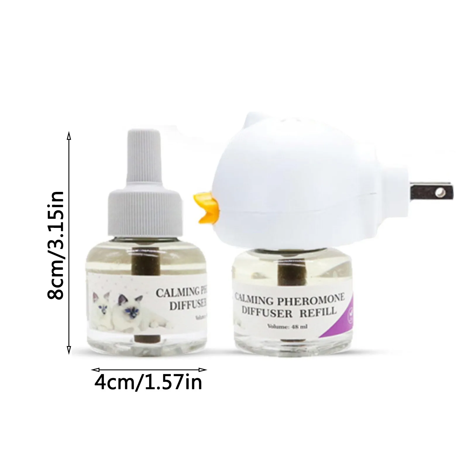 스트레스 방지 전기 가열 고양이 진정 페로몬제 세트, 96ML 1 디퓨저 2 진정 액체 페로몬, 감정 안정화