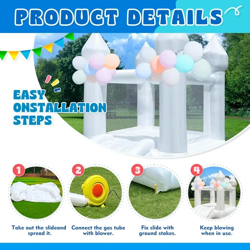 Oxford Mini White Bounce House Inflatable Bouncy House Castles With Blower For Kids Jumping Indoor Outdoor Halloween Christmas 6