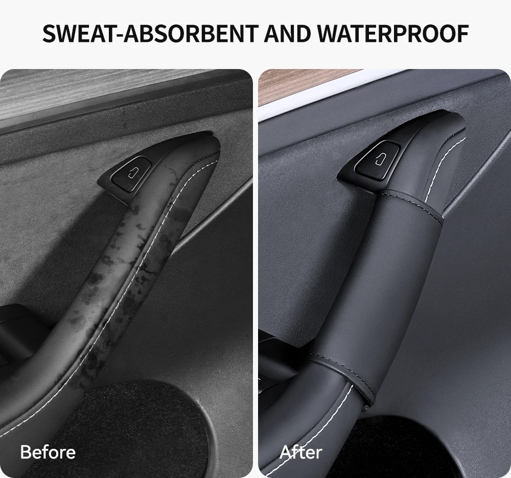 Door Inner Handle Protector Cover Leather For Tesla Model 3 Y Highland Juniper C