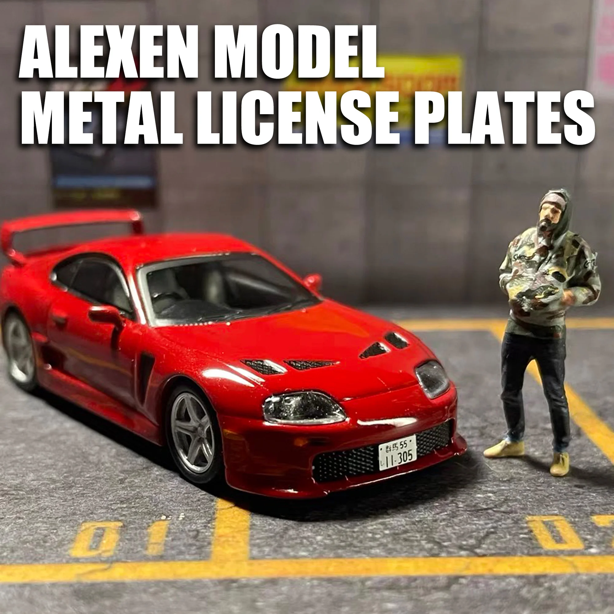 Alexen 1/64 모델 자동차 금속 번호판, JDM 스타일 장난감, 자동차 디테일업 부품, 디오라마 장식 시뮬레이션 장면 장난감
