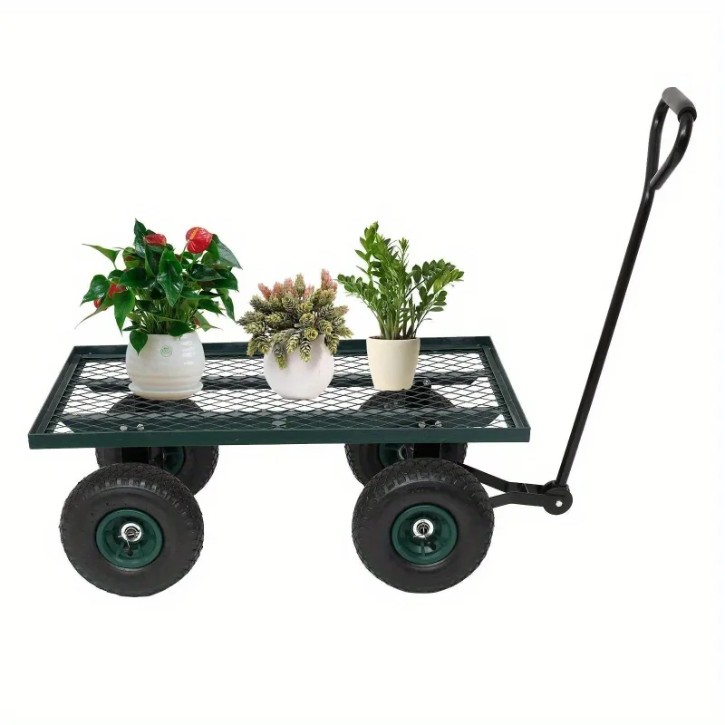 38" Garden Carts Yard Dump Wagon Cart Lawn Utility Cart Outdoor Heavy Duty Green
