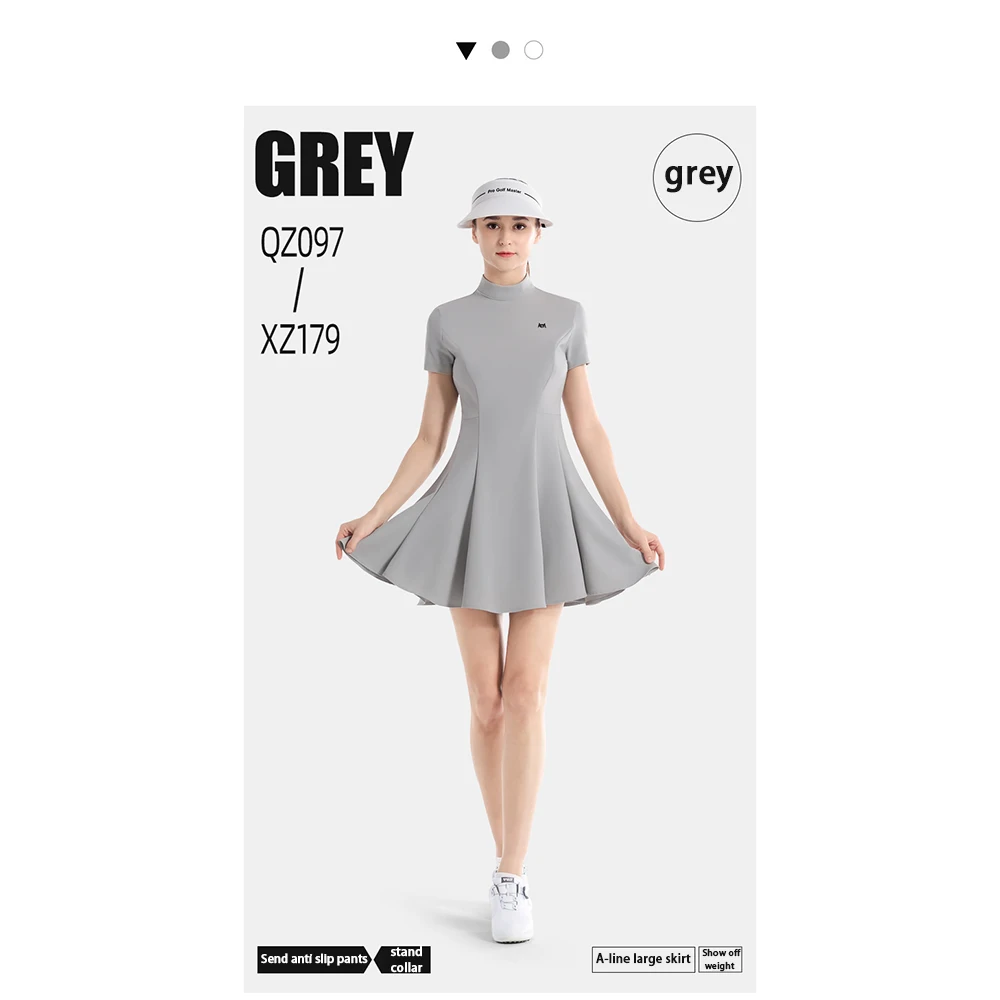 PGM Tennis Golf Dress with Legging Women's Tennis Training Running Fitness Badminton Short Sleeved Slim Waist Thin A-line Dress