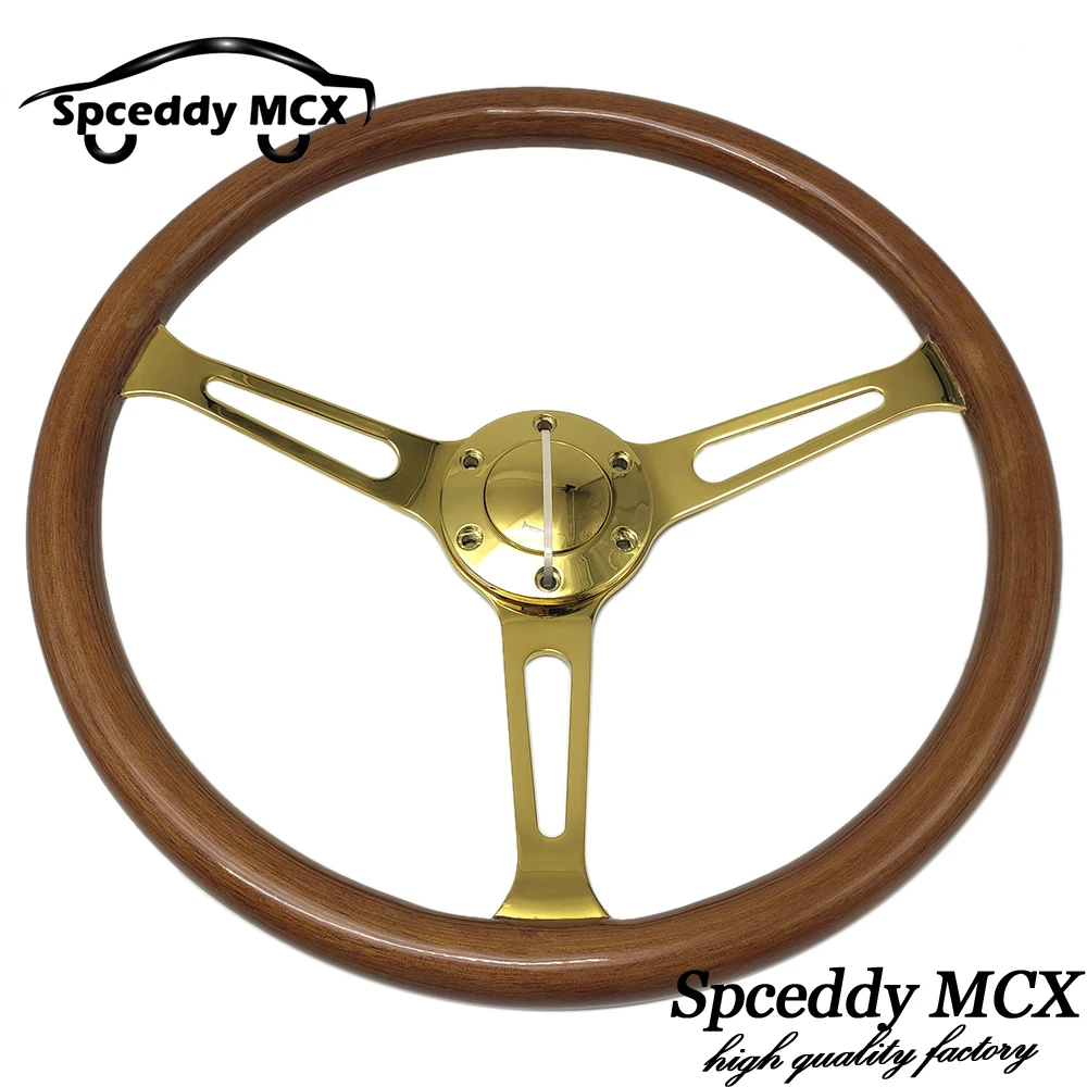 フォルクスワーゲン用の本物の木製ステアリングホイール,380mm,長距離