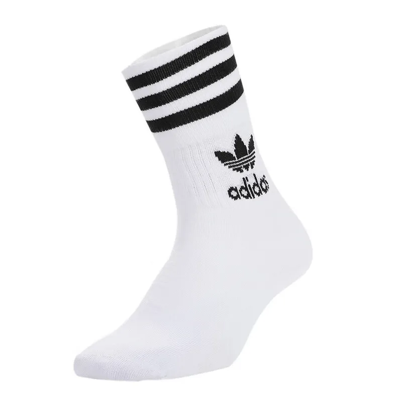 Adidas Trefoil Casual Socks for Men and Women: Mid-Calf, Breathable, Comfortable, White, 3-Pack GD3575