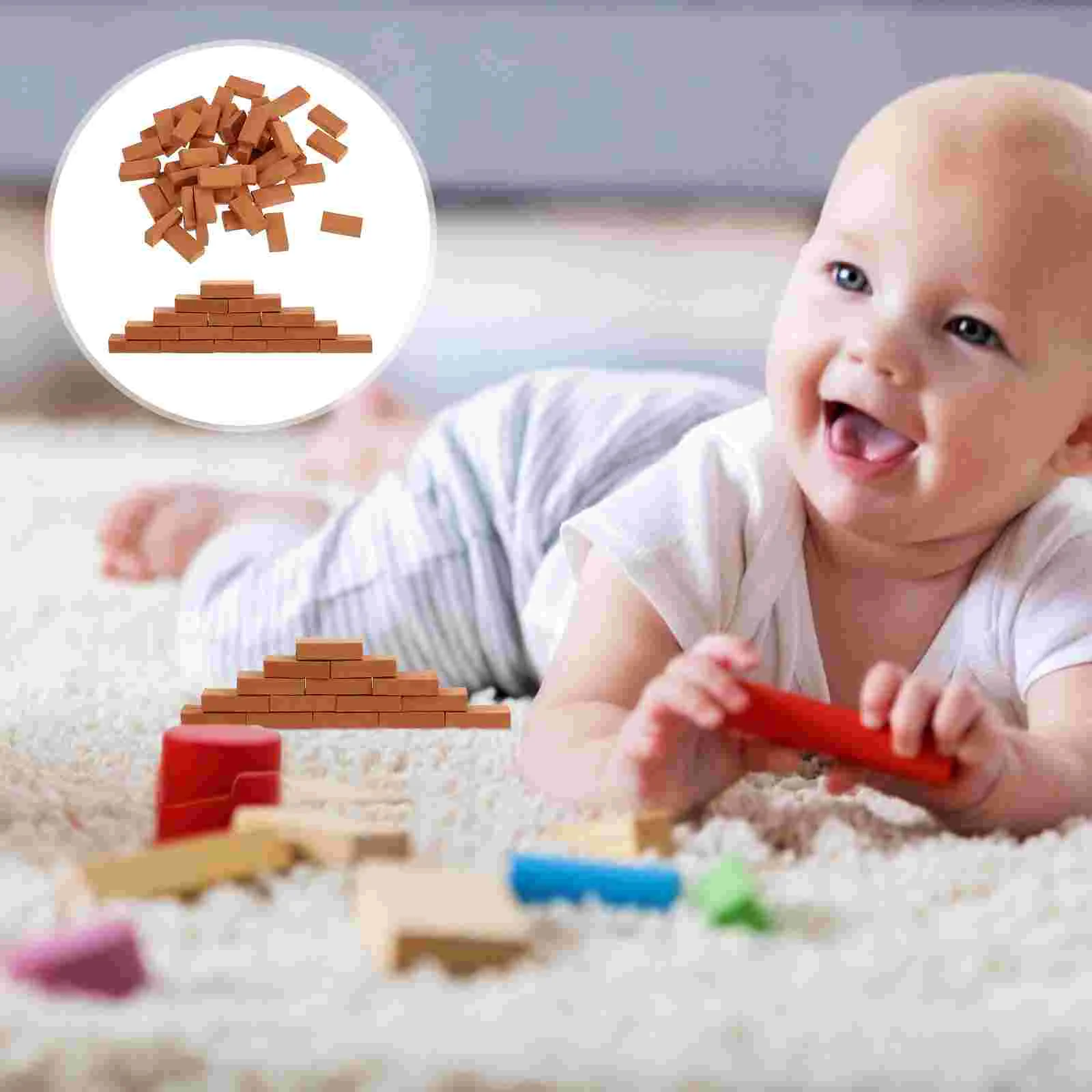 

Milisten Brick 100Pcs 1 16 Miniature Bricks Model Mini Red Wall Brick Cute Bricks Micro Landscape Accessories