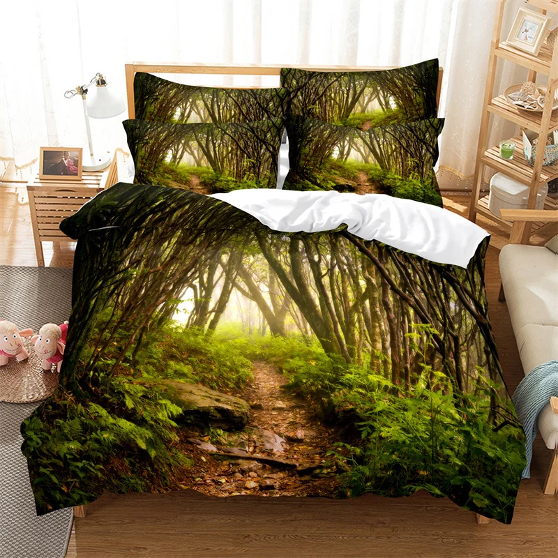 

Green Forest Trees Duvet Cover Set Fashion Youth Bedding Set Linen Queen Size Bed Comforter Cover Set Boy Girls Bedding Set