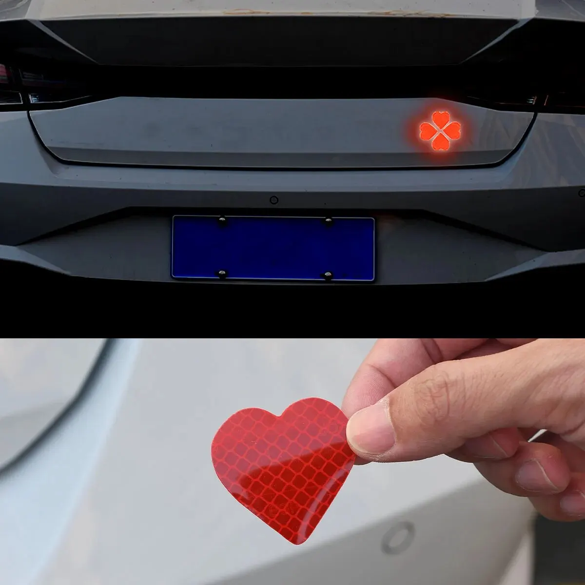 Adesivi Riflettenti Paraurti A Cuore Rombo - 10 Pezzi, Decorazione Auto Sicura, Colore Rosso