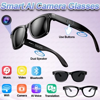 New AI Smart Professional-Grade Camera Glasses AI Voice 8MP HD Video Surround-Sound Music Bluetooth Call Wifi Smart Glasses 1