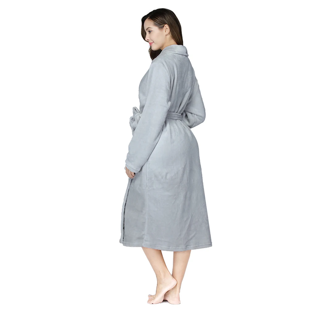 RONGTAI Women’s solid color lapel bathrobe autumn and winter models facecloth warm and comfortable long-sleeved robe homewear Best Sellers In Women's Clothing