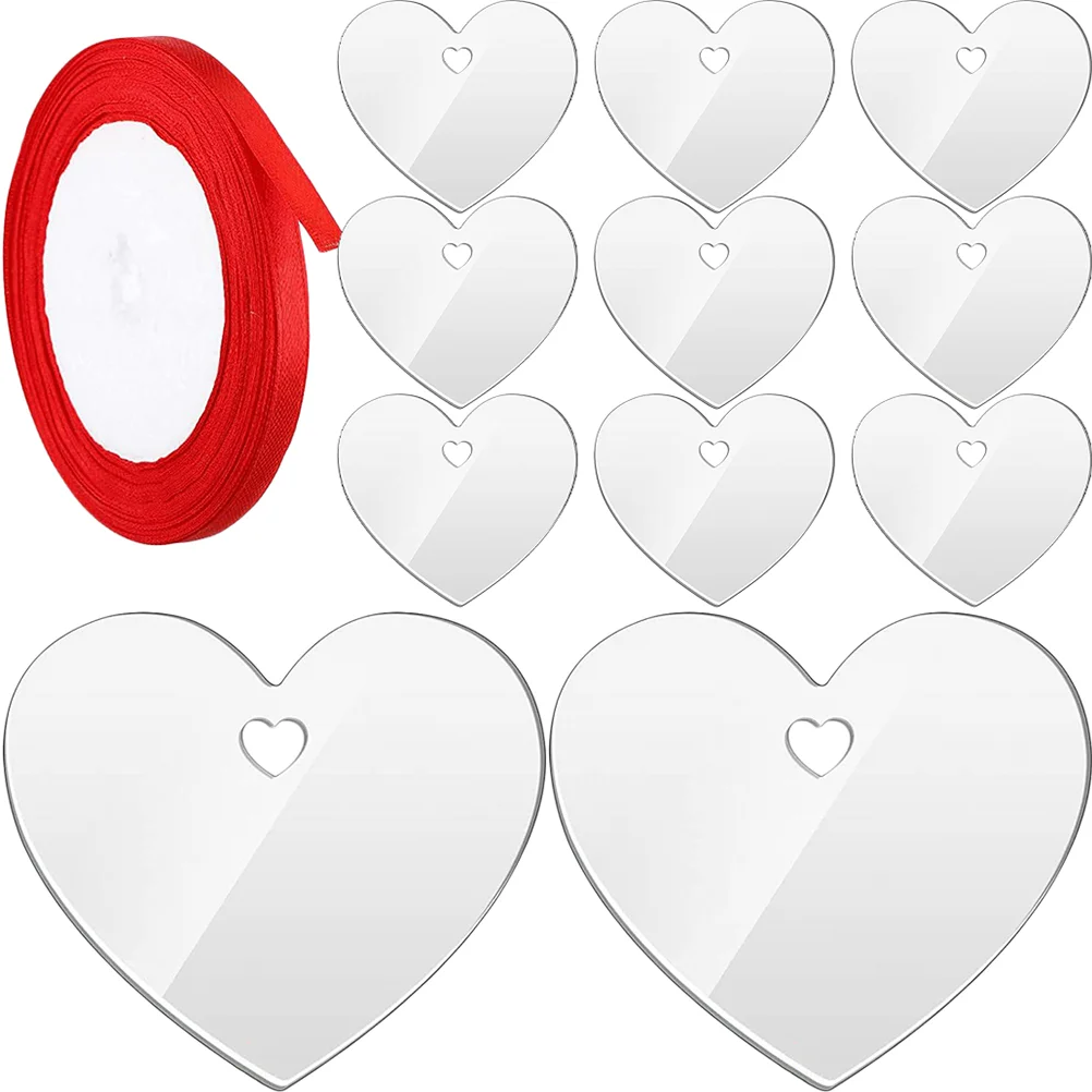 

Acrylic Heart Shape Pendant Diy Tag Valentine'S Day Home Decor With Ribbon Love Key Chain DIY Decorative Luggage Pendant