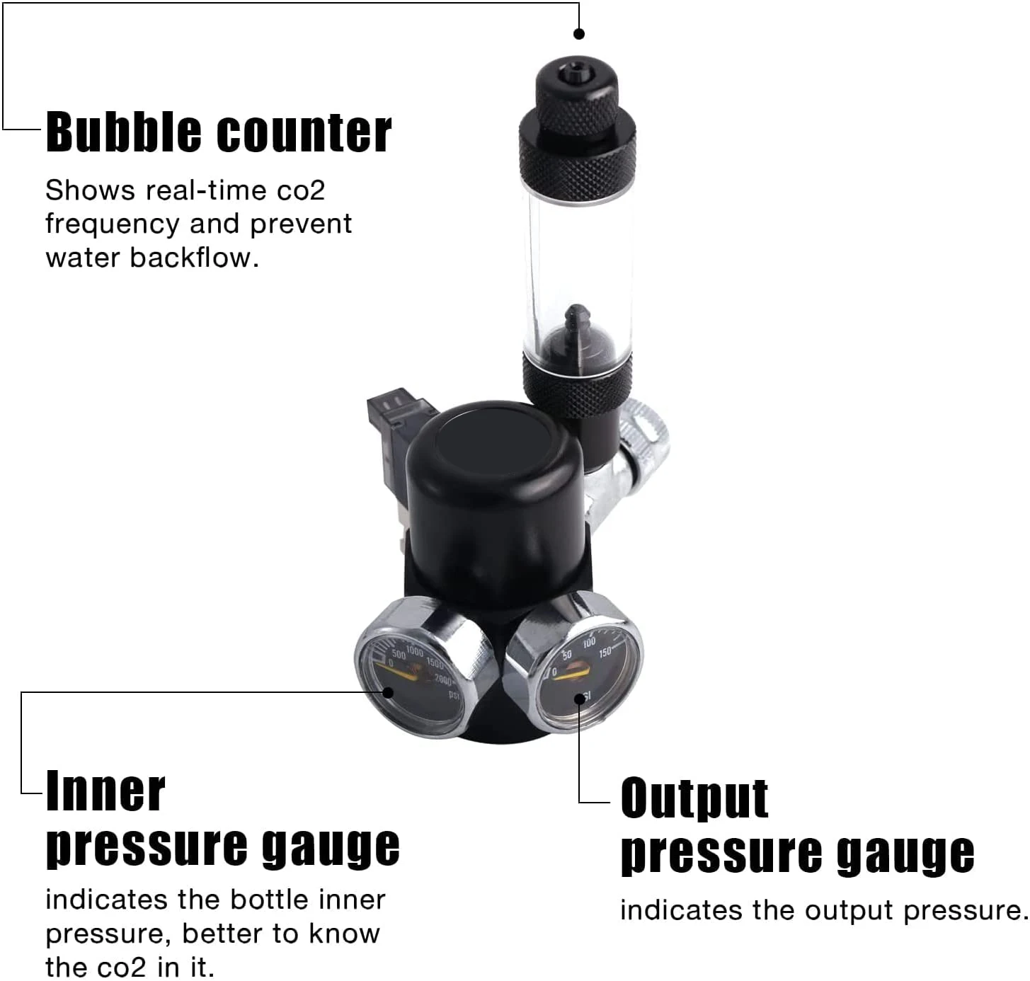 FZONE Aquarium CO2 Regulator for Paintball with DC Solenoid and Aluminum Alloy Bubble Counter and Check Valve For Plant Tank 5