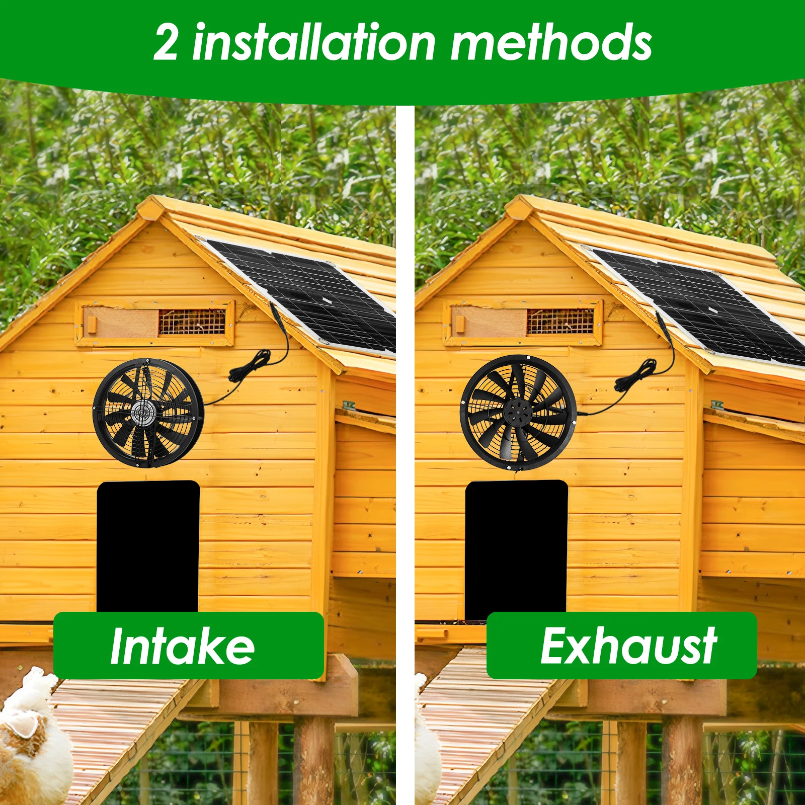 Waterproof Solar Powered Exhaust Fan Kit for Chicken Coop Greenhouse