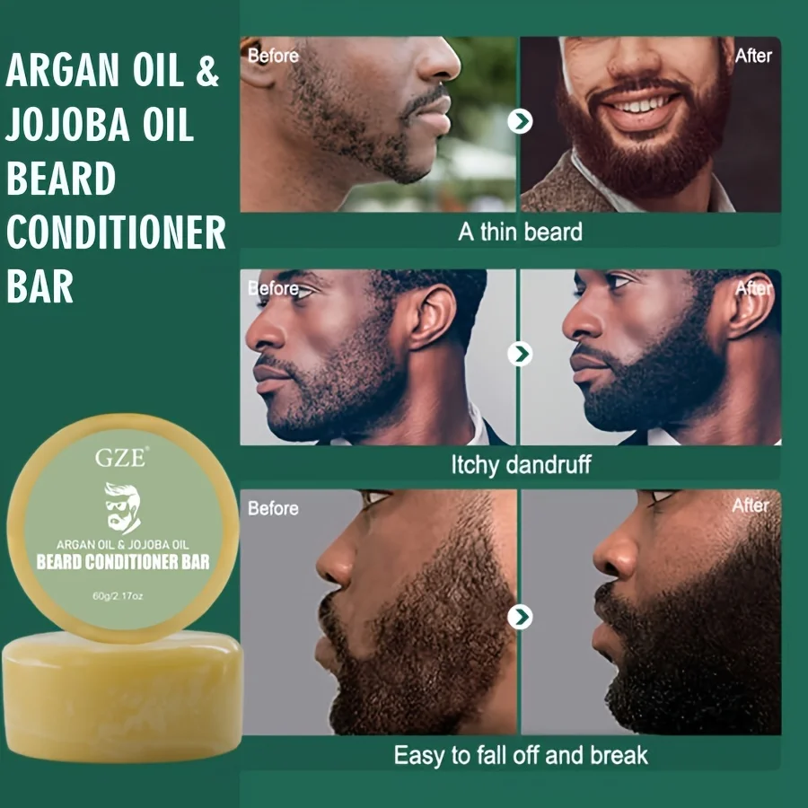 GZE Set di sapone balsamo per lavaggio e balsamo per barba Oli di argan e jojoba – Ammorbidisce, levigare e rinforza la crescita della barba 4