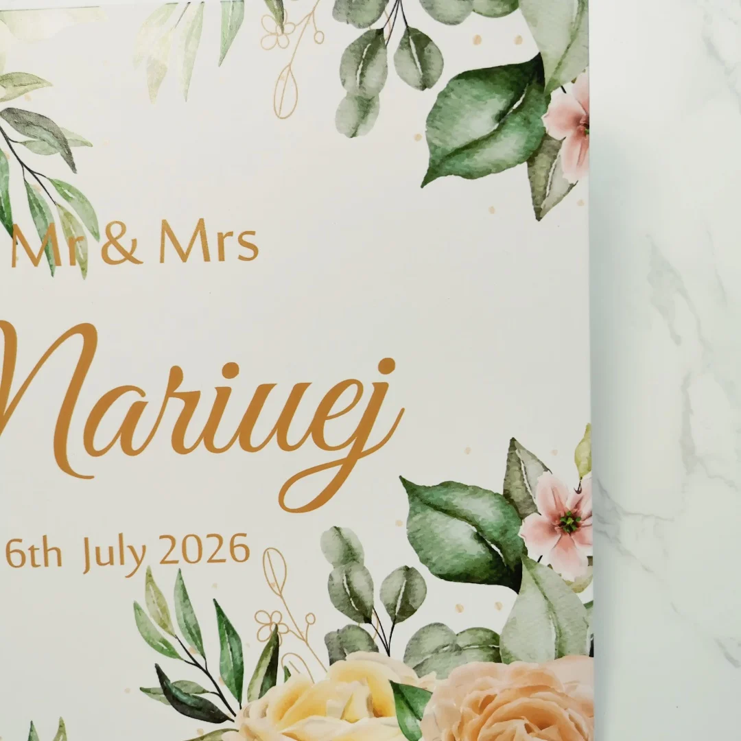 Personalized Yellow Flowers Wedding Guest Book White 38 Sheets Alternative for Wedding Decoration A4 Message Book