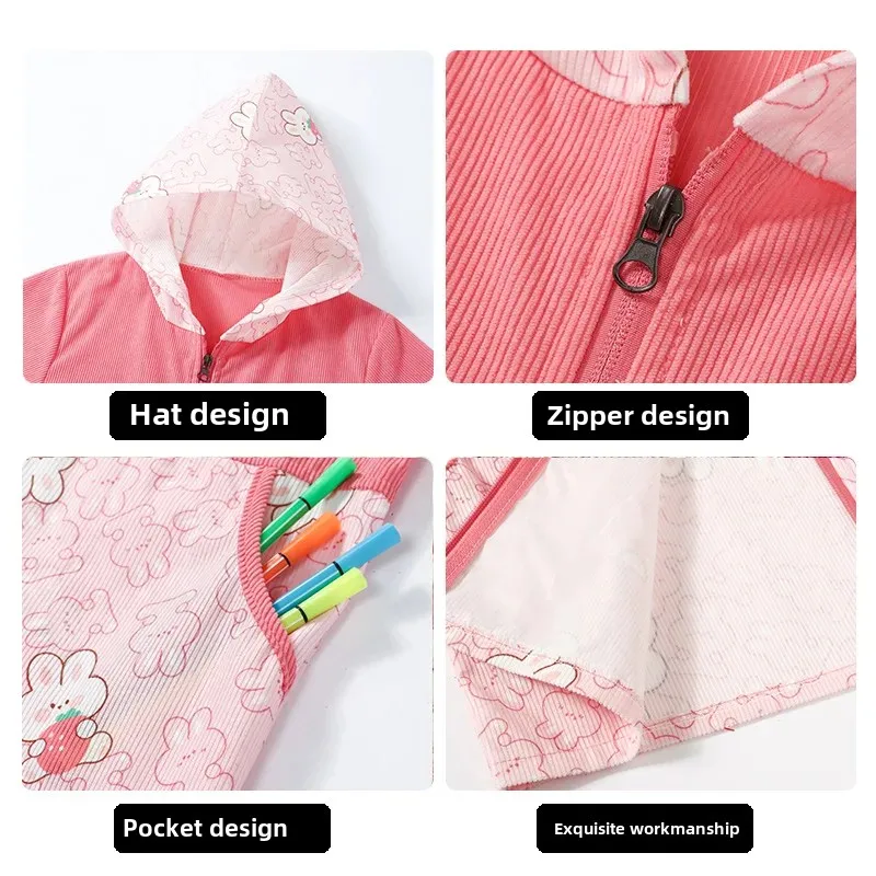 Children's down Jacket Anti-Dirt Outerwear Hooded Coat Little Kids' Protective Clothing Autumn Winter Outfit Trendy Big Kids