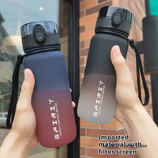 500/650/1000ML Portable Sports Water Bottle Gradient Color Plastic Drinking Bottle BPA Free Large Capacity Water Jug Fitness Jug 2