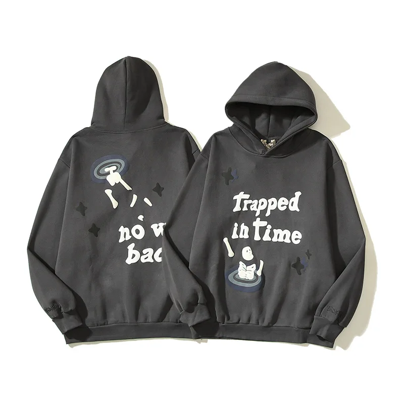

Trapped In Time No Way Back Print Sweatshirts Harajuku Fleece Hoodie Winter Warm Hooded Men Cotton Streetwear Casual Clothes
