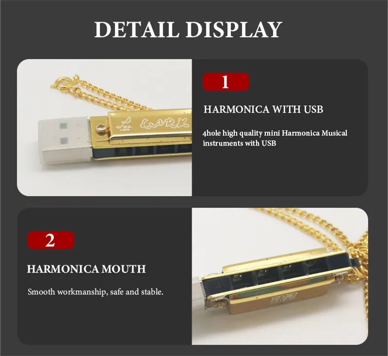 Description Picture 6 of itemEASTTOP DF4U Keychain Harmonica Mini Harmonica Necklace Beautiful Designed