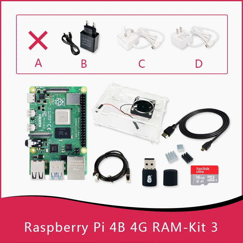Raspberry Pi 4 Model B 8G 4G 2G 1 GB RAM + Case + Fan +
