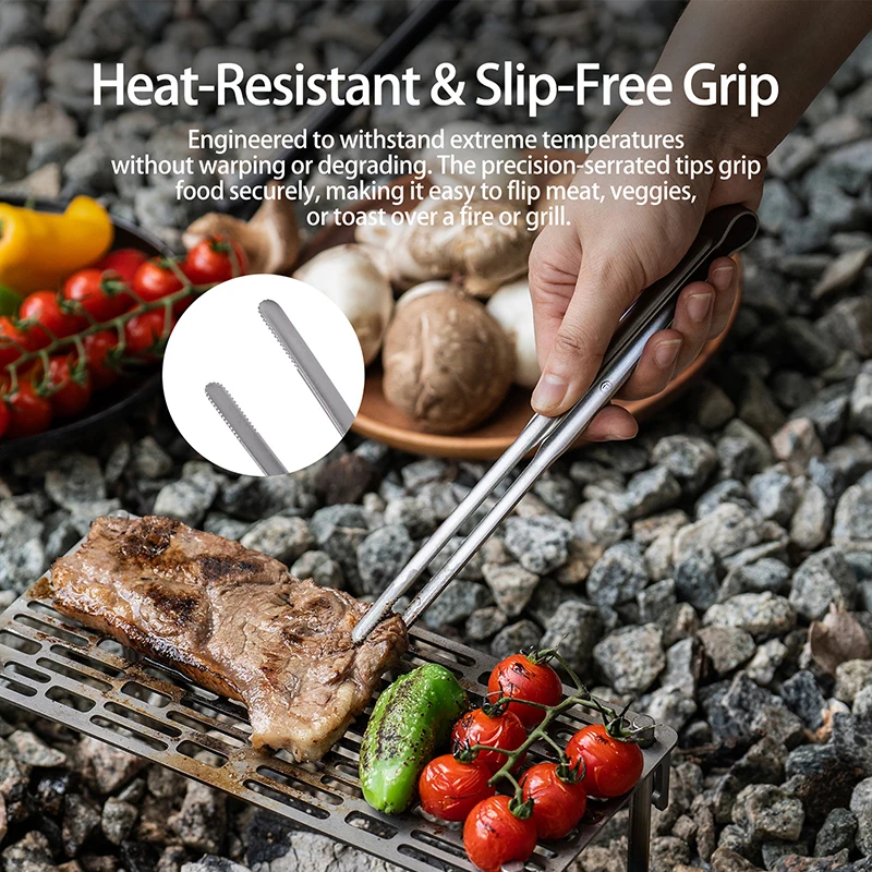 Boundless Voyage Titanium BBQ Tongs Ultralight Food Clip Heat-Resistant & Rustproof Titanium Grilling Tongs Ti1014T Image 5