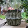 Folding Straw Wicker Storage Basket Rattan Seagrass Plant Flower Pots Handle Garden Planter Laundry Bag Toy Sundries Organizer 6