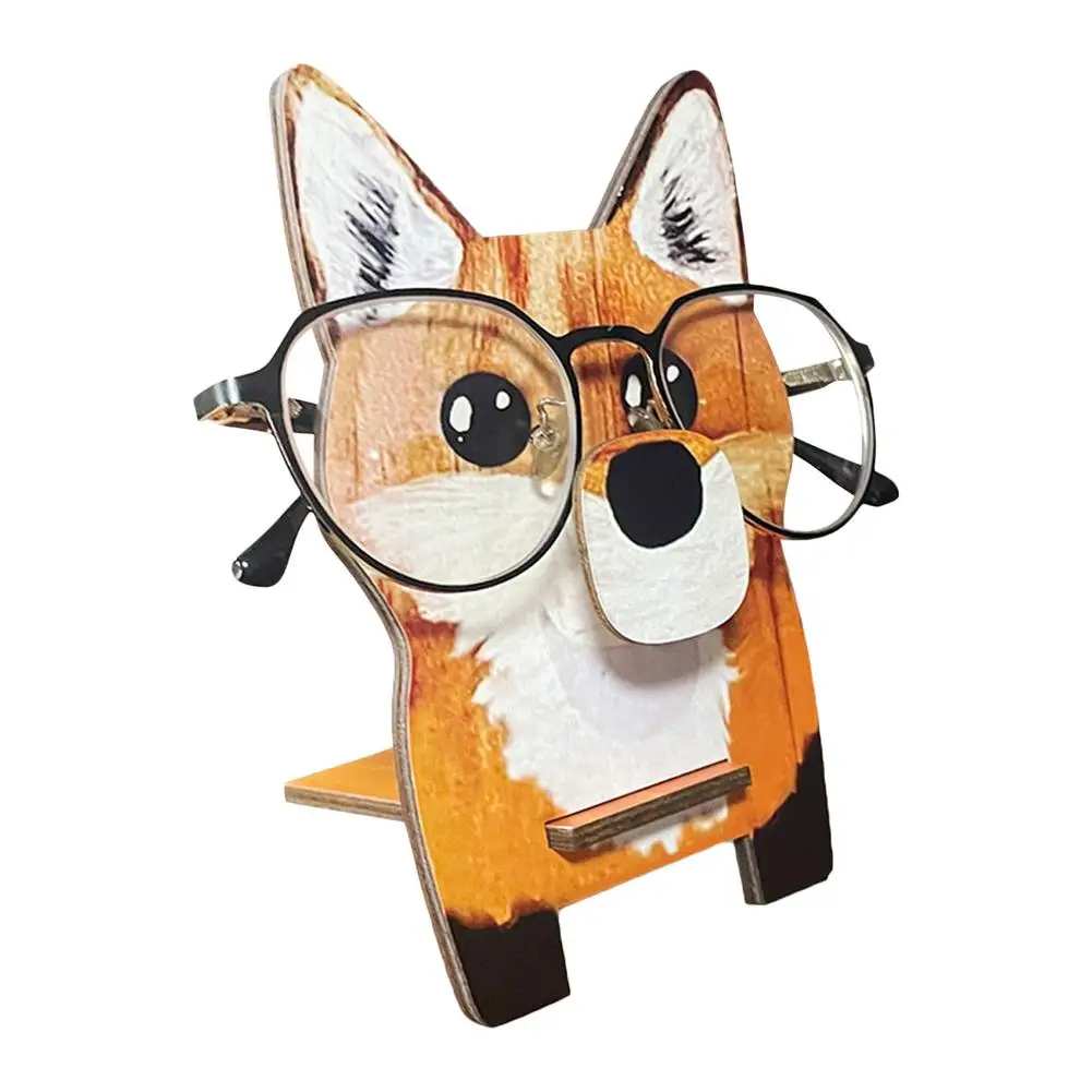 Support à lunettes en forme d'animal Pour la maison la décoration le bureau En bois sculpté chat Fait main 