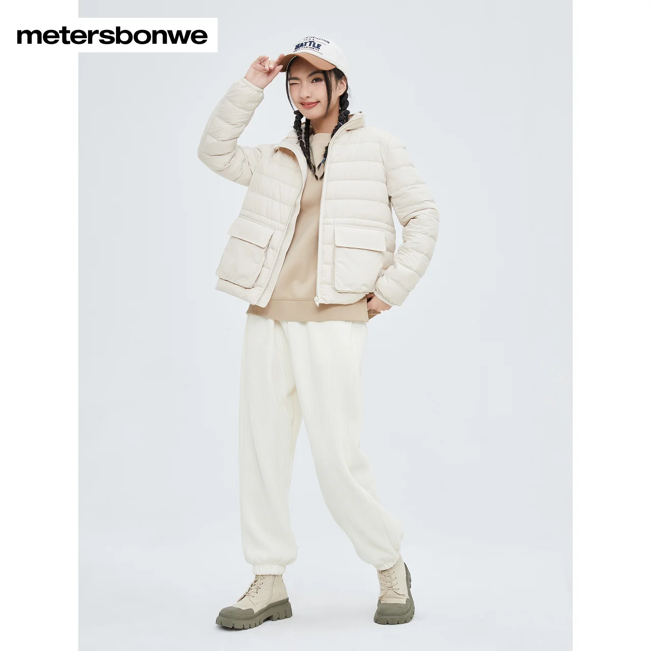 Metersbonwe Women's 22New Winter Spring Women's Multi-Coloured Down Jacket Solid Color Youth Casual  Ultra Light Thin Warm Wear
