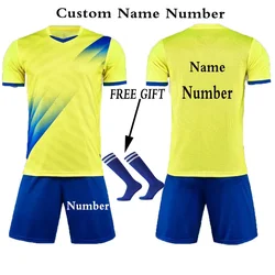 Custom Kids Soccer Jersey Set - Personalized Breathable Football Uniform for Children (Yellow Print Price)
