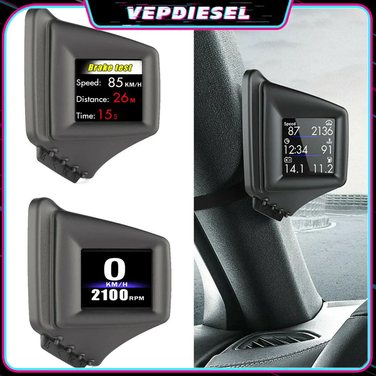 

OBD+GPS / OBD Dual Working System AP-1 Car HUD Head Up Display Speed Projector Meter Speed Water Temp Warning 270 Degrees Rotate