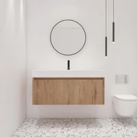 48 Inch Floating Bathroom Vanity with Sink, 48'' Single Sink Wall Mounted Bathroom Vanity, with 2 Doors and White Resin Basin 1