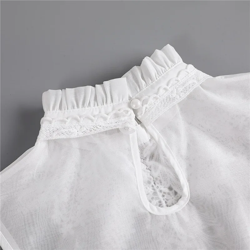 Vintage Lace Floral Detachable Stand Collar for Women - Elegant White False Blouse Collar