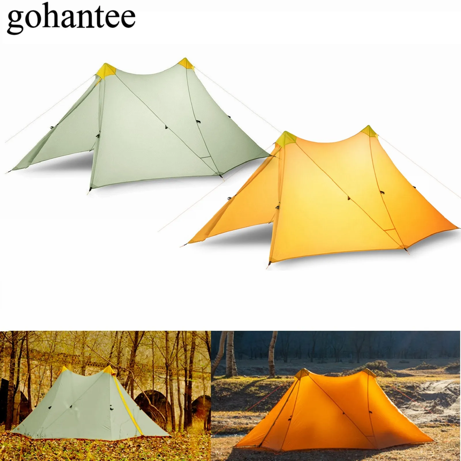 570GULUltralightCampingTent12PersonOutdoor20DNylonBothSides