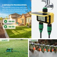 Yieryi 2 Outlets Watering Timer Auto Irrigation Solar Charging Digital Sprinkler Timer Water Valve Controller for Garden Outdoor 3