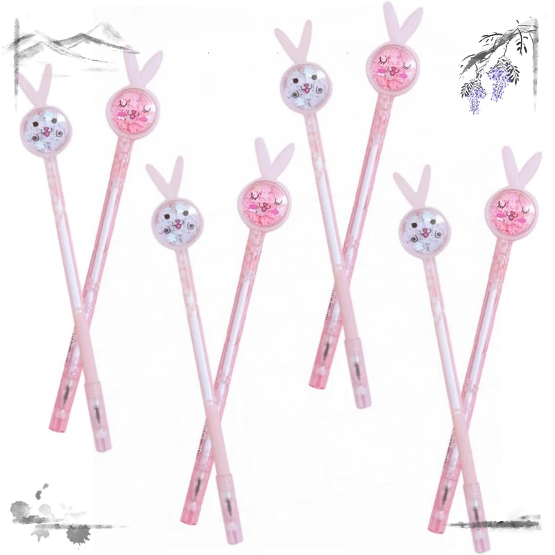 

12 шт. гелевые ручки с милыми животными для студентов, креативные письменные принадлежности с кроликом, школьные канцелярские принадлежности